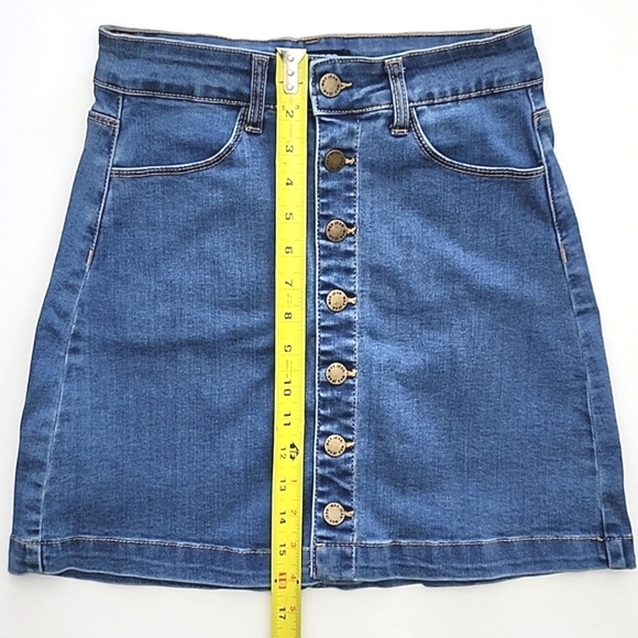 ⭐️3/ $30⭐️ Wax Jean Los Angeles California Blue Denim Jean Mini Skirt Size S - Picture 15 of 15